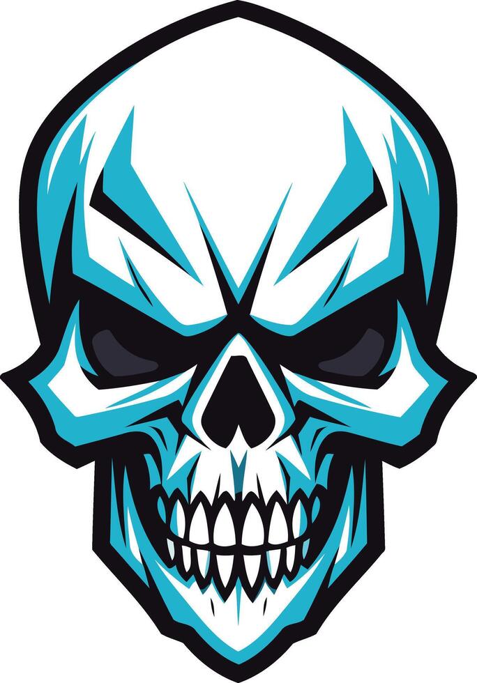 Blue and White Skull Illustration vector