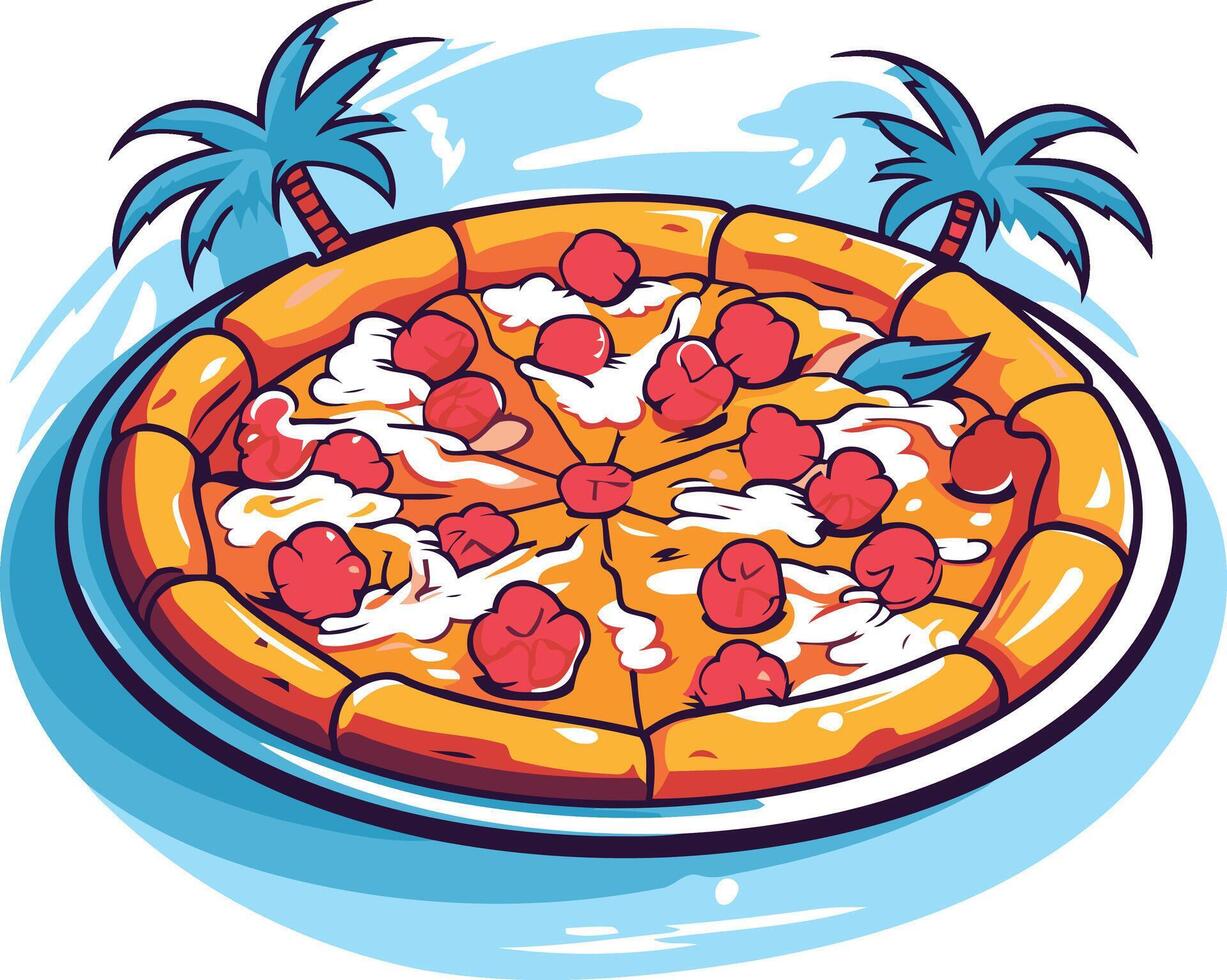 Pizza Float in Tropical Paradise vector