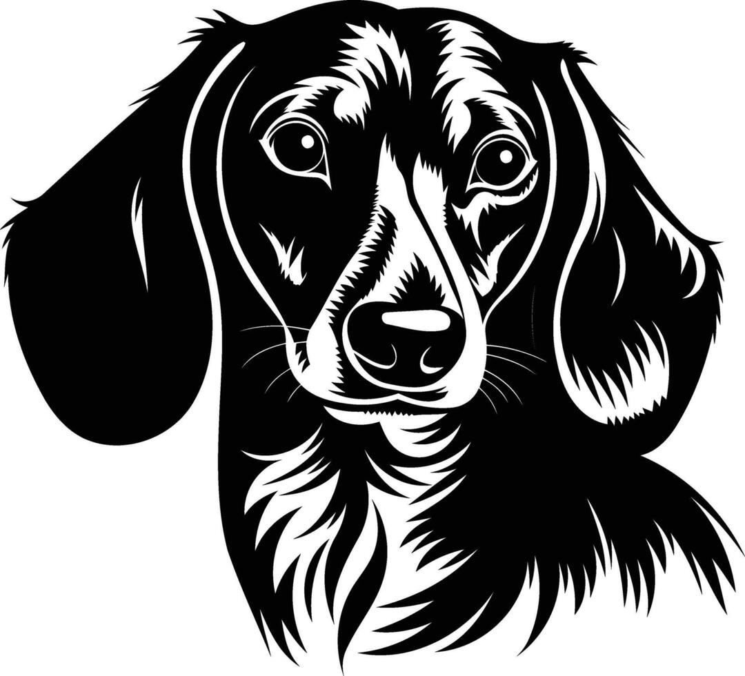 A striking black and white illustration of a dachshund's head, perfect for pet lovers and dog breed enthusiasts vector