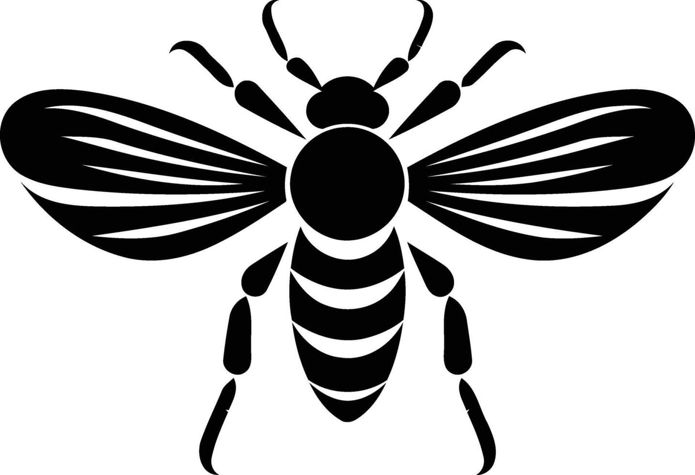 Black and white element illustration of a bee vector