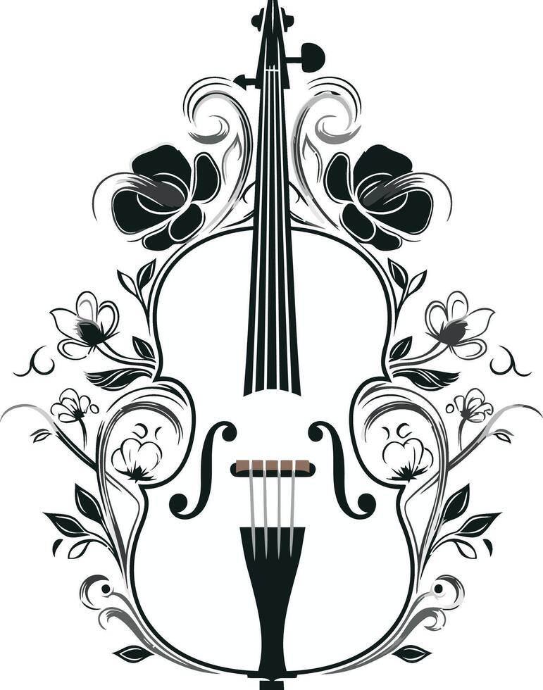 Floral Violin Design vector