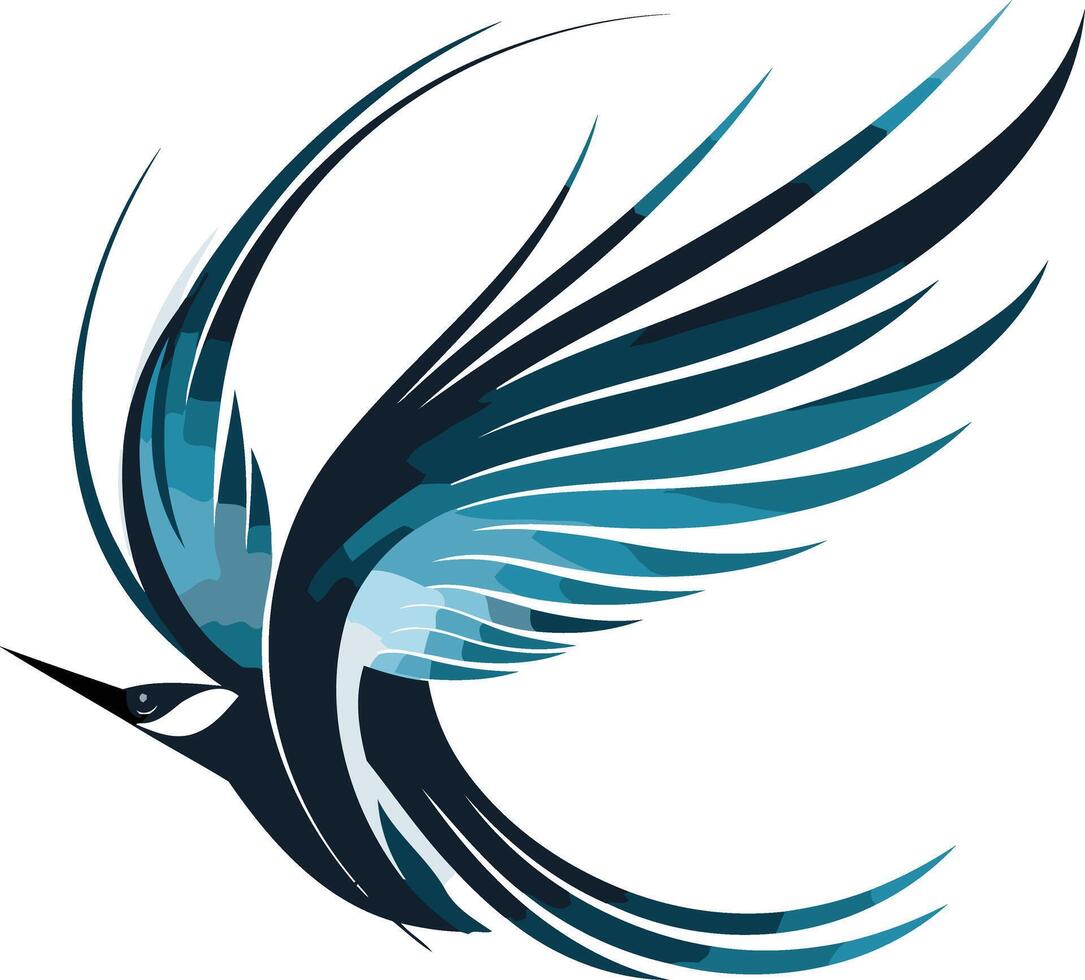 Abstract Blue Bird in Flight vector