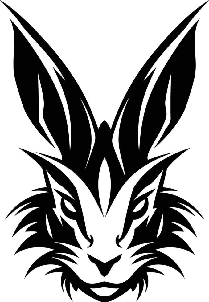A bold, tribal style rabbit head design, perfect for tattoos, logos, and more vector