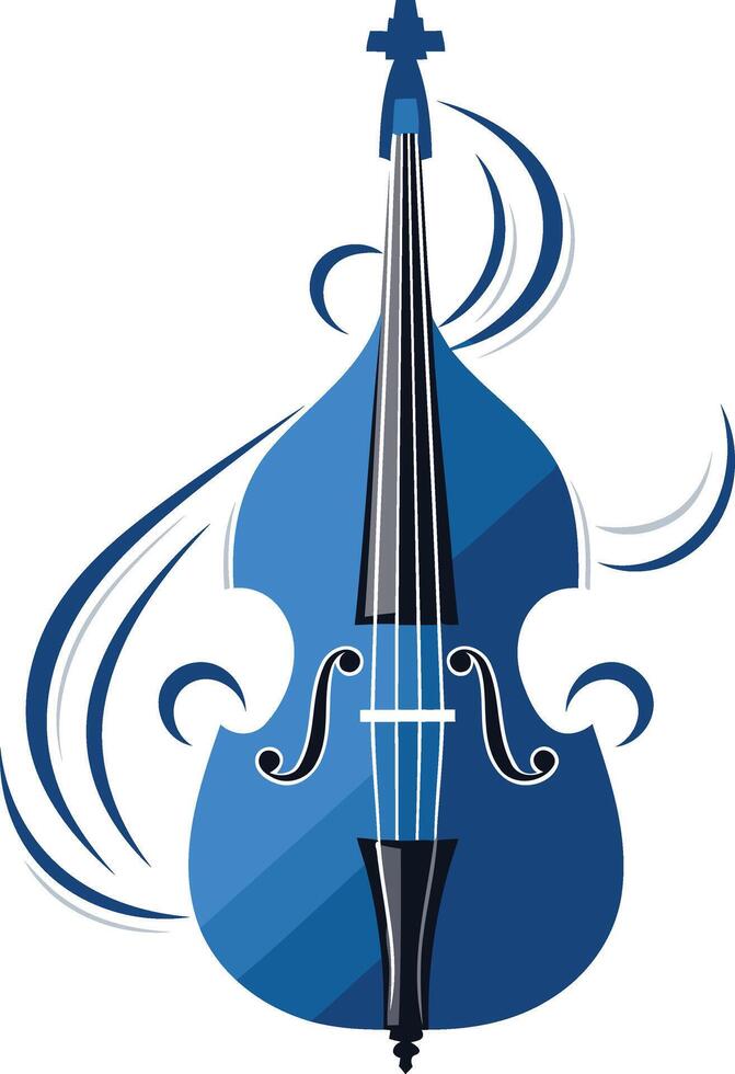 Blue Double Bass with Swirls vector