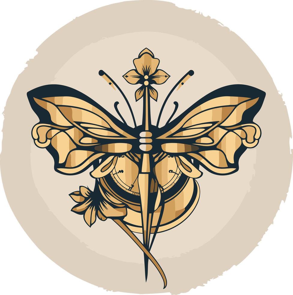 Steampunk Butterfly with Clockwork Wings vector
