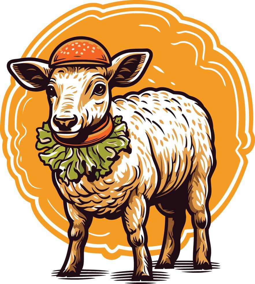 Lamb Burger Mascot Illustration vector