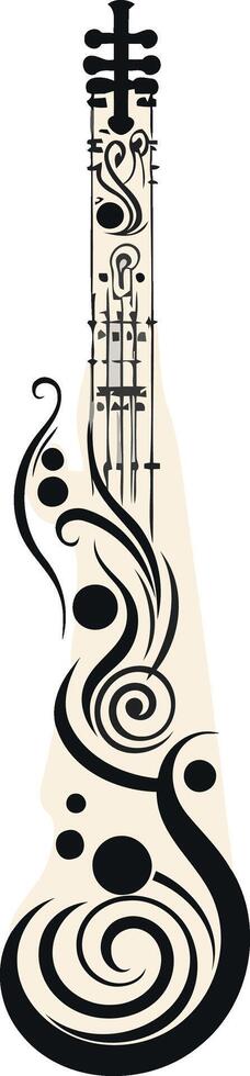 Ornamental Guitar with Swirls and Circles vector