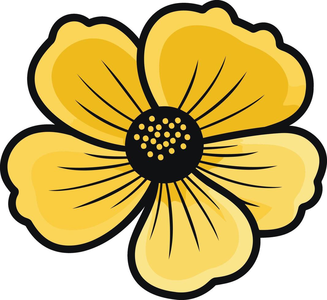 Yellow Flower with Black Center vector
