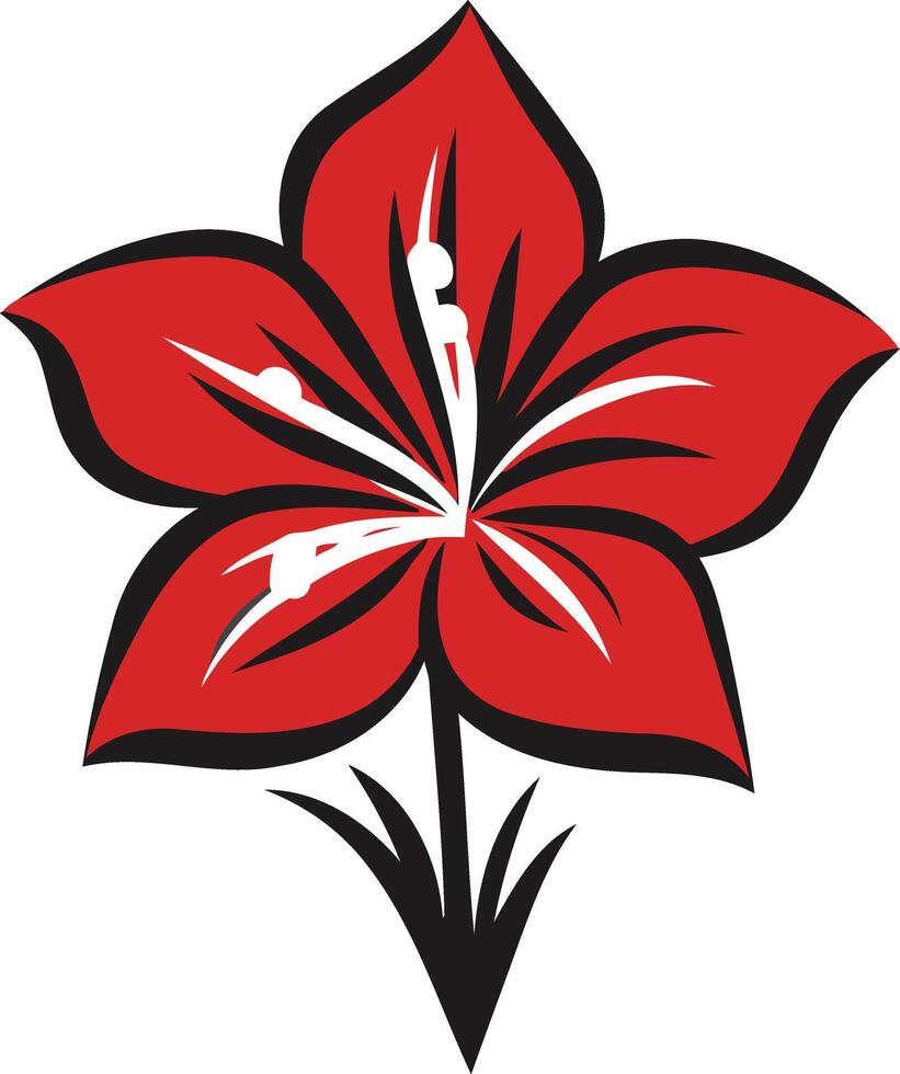 Red Flower with White Center vector