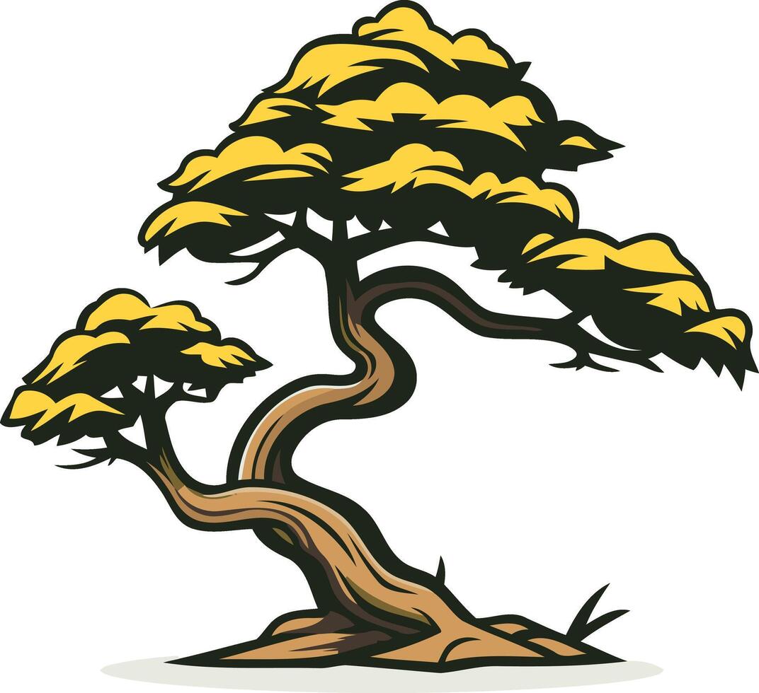 Bonsai Tree with Yellow Foliage vector