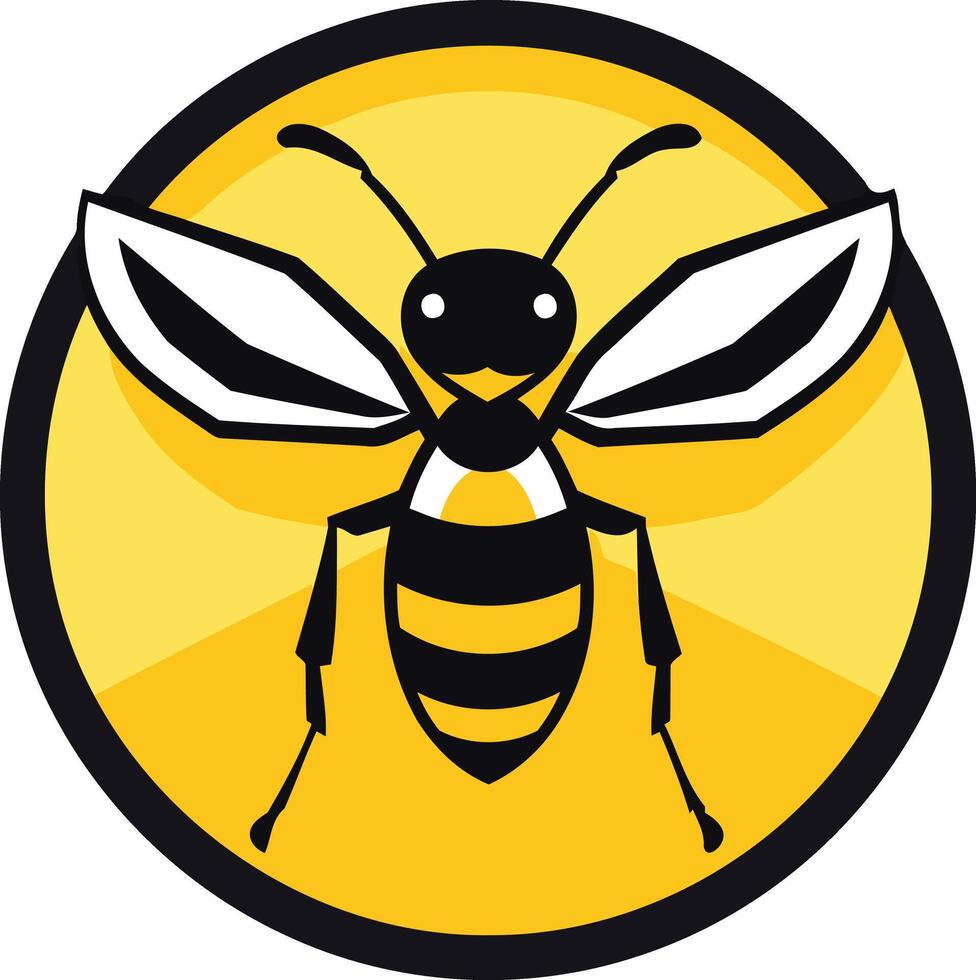 Bee Illustration in a Circle vector