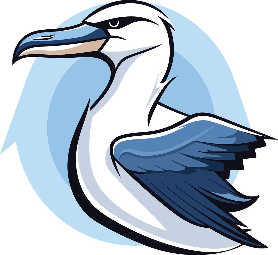 Albatross Illustration with Blue Wing vector