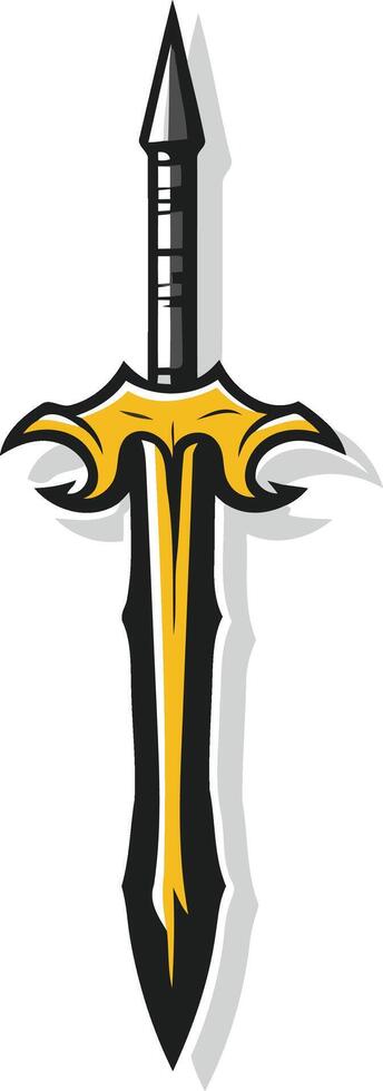 Golden Sword with Black Handle and Blade vector