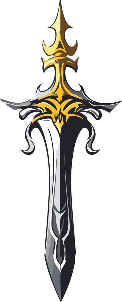Stylized Illustration of a Golden and Silver Sword vector