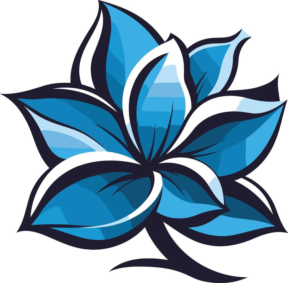 Watercolor Blue Flower with White Outline vector