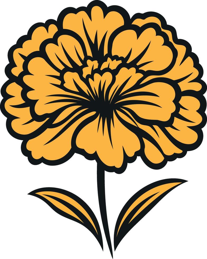 Yellow Flower with Black Outline vector