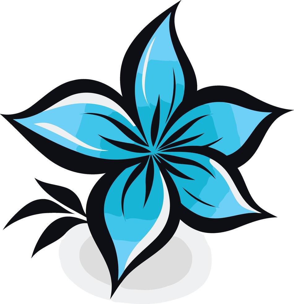Blue Flower with Black Outline and White Highlights vector