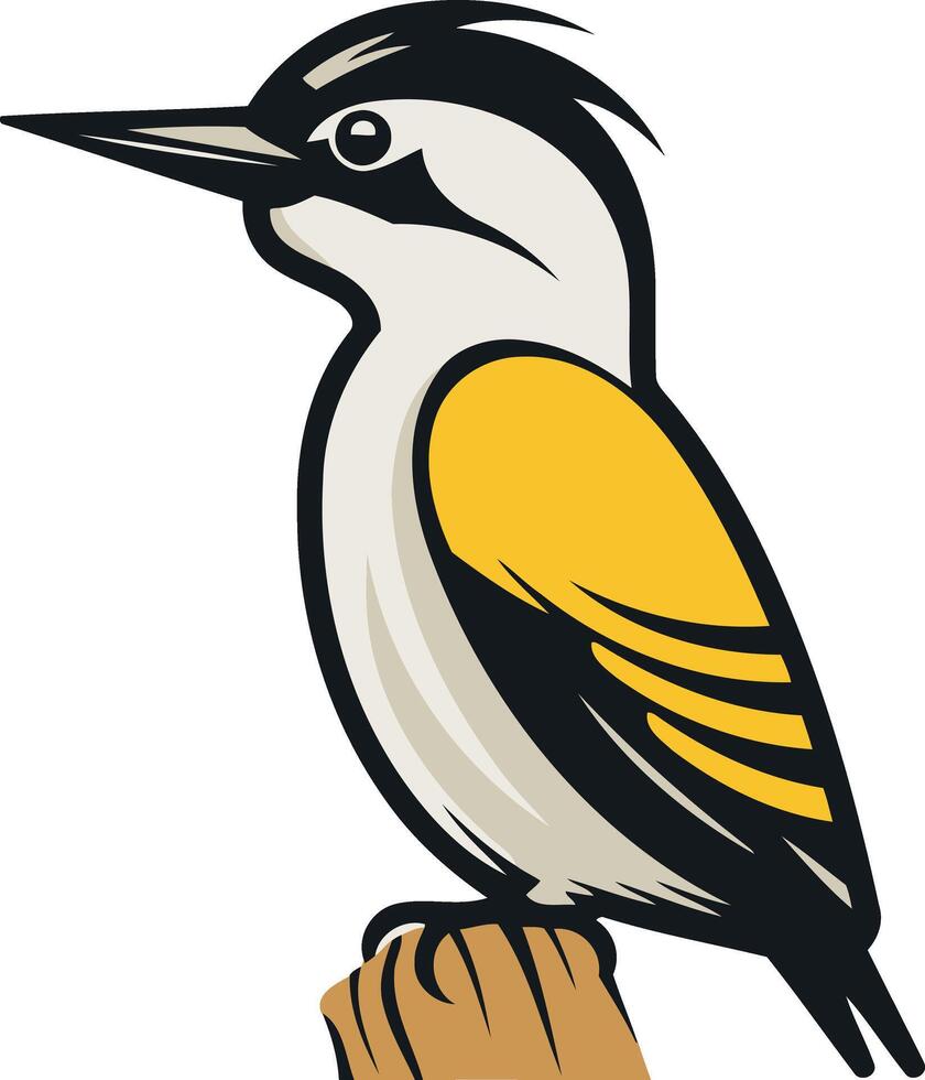 Cartoon Illustration of a Yellow-bellied Woodpecker vector