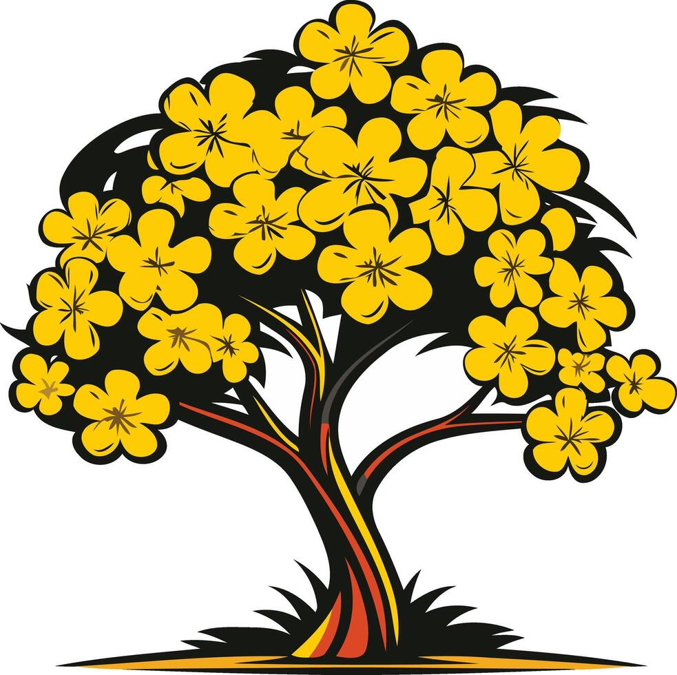 Blooming Yellow Flower Tree vector