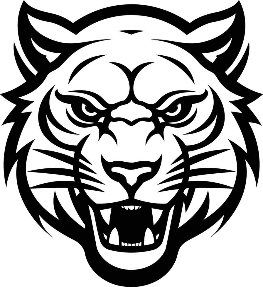 A fierce black and white tiger head mascot illustration vector