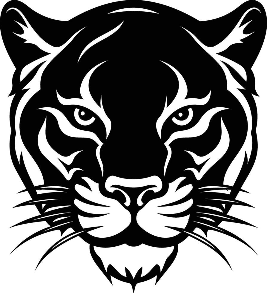 A powerful black and white illustration of a panther's face vector