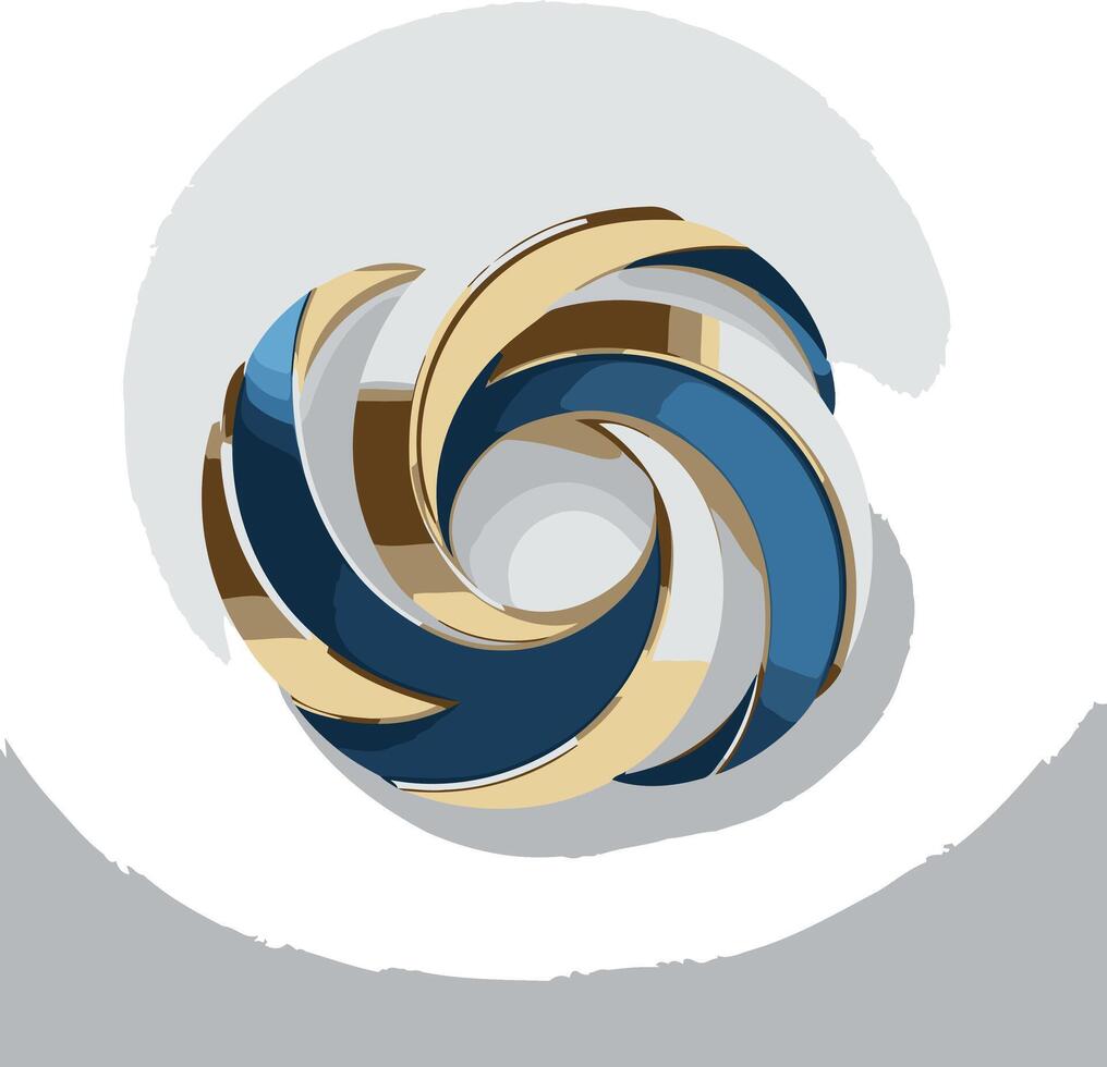 Abstract Swirl Design in Blue and Gold vector