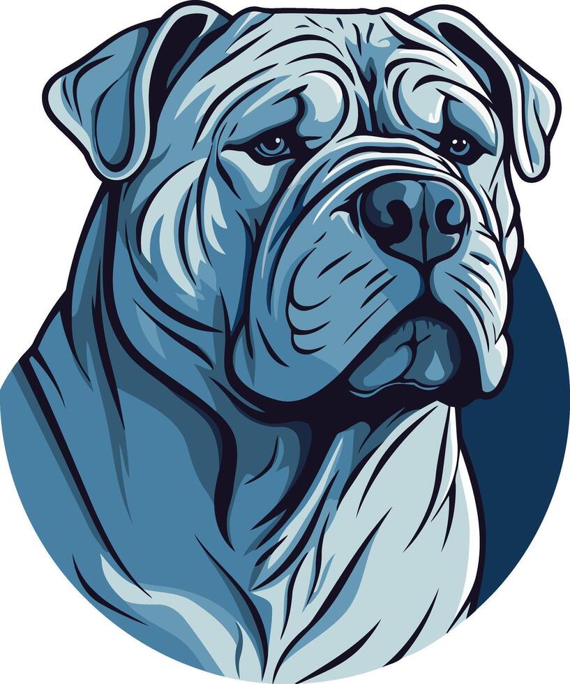 Blue Bulldog Portrait vector