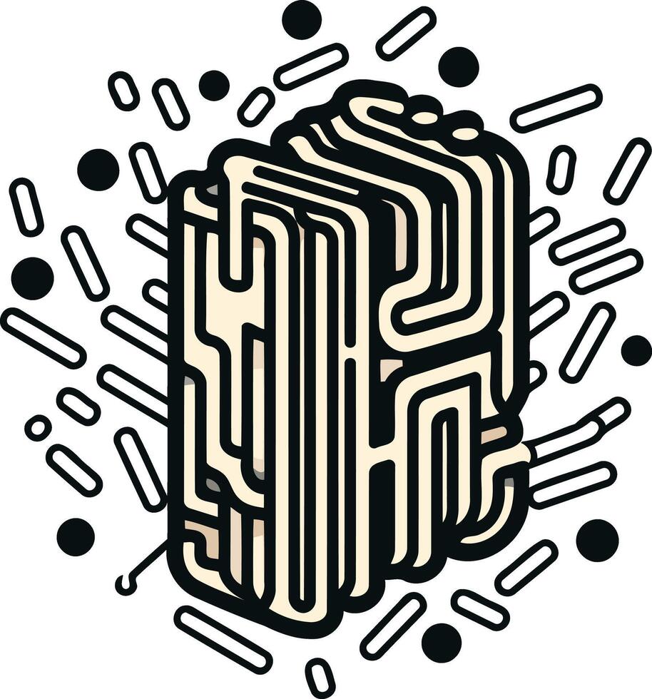 Abstract Noodles Illustration with Black and White Background vector