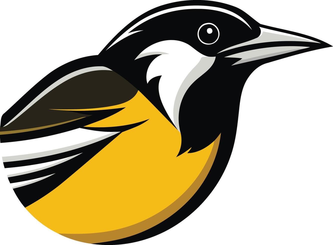 Cartoon Bird Illustration with Yellow, Black, and White Colors vector