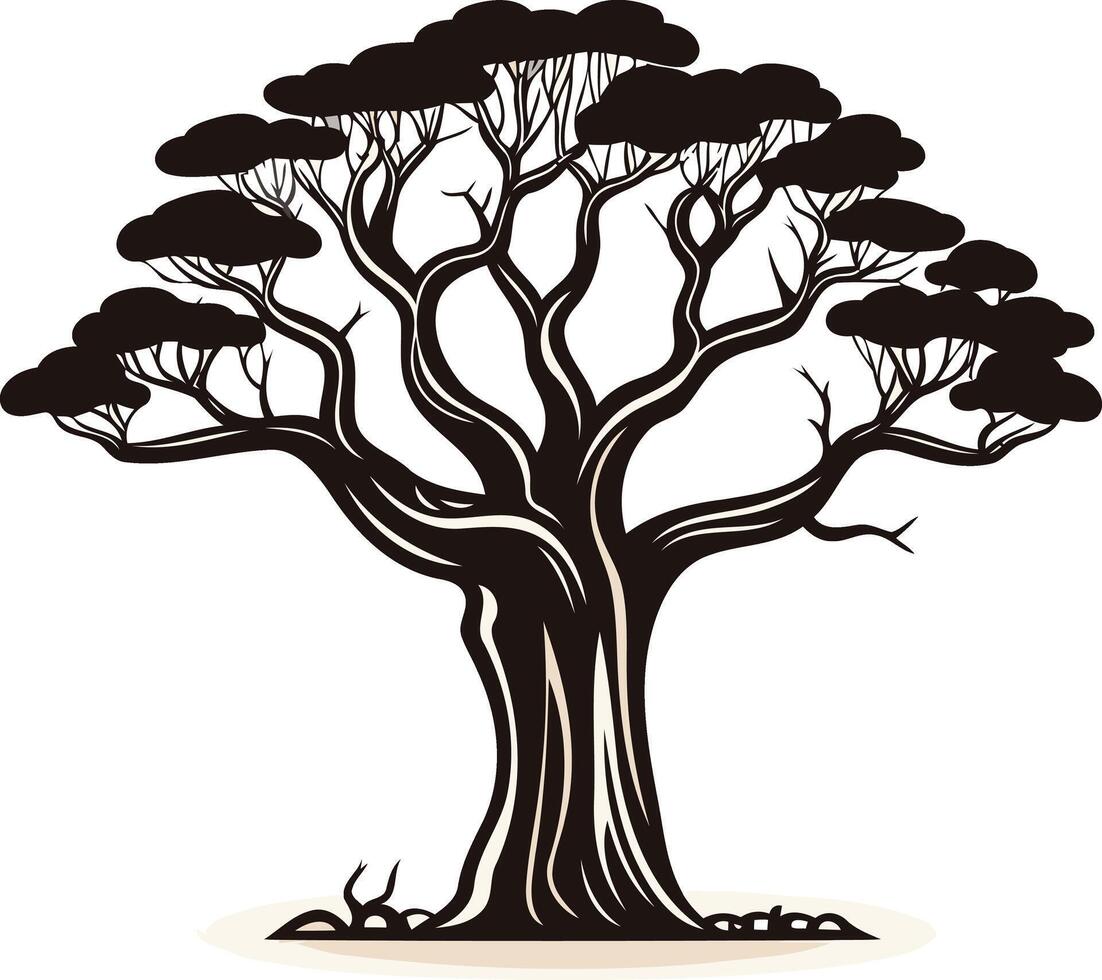 Silhouette of an Ancient Tree vector
