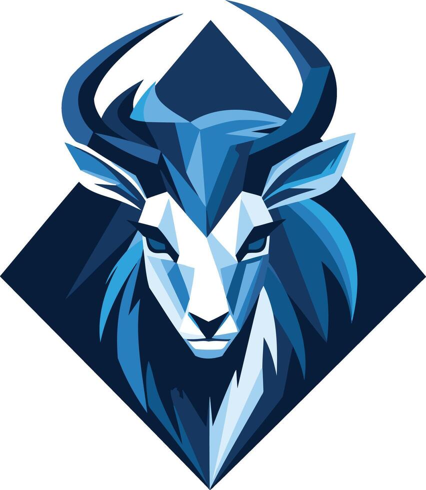 Abstract Blue Goat Portrait vector