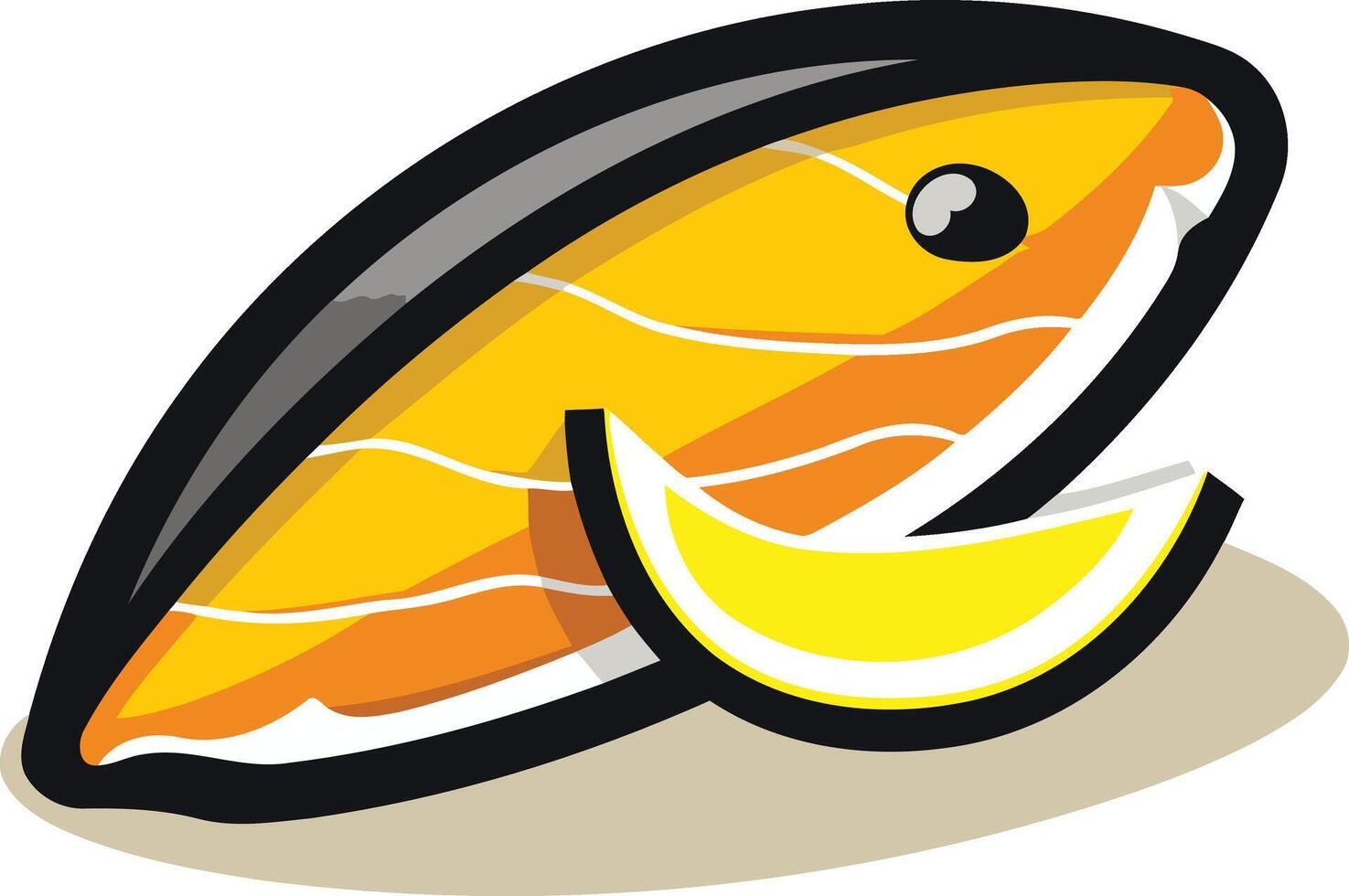 Cartoon Illustration of a Fish and a Lemon Slice vector