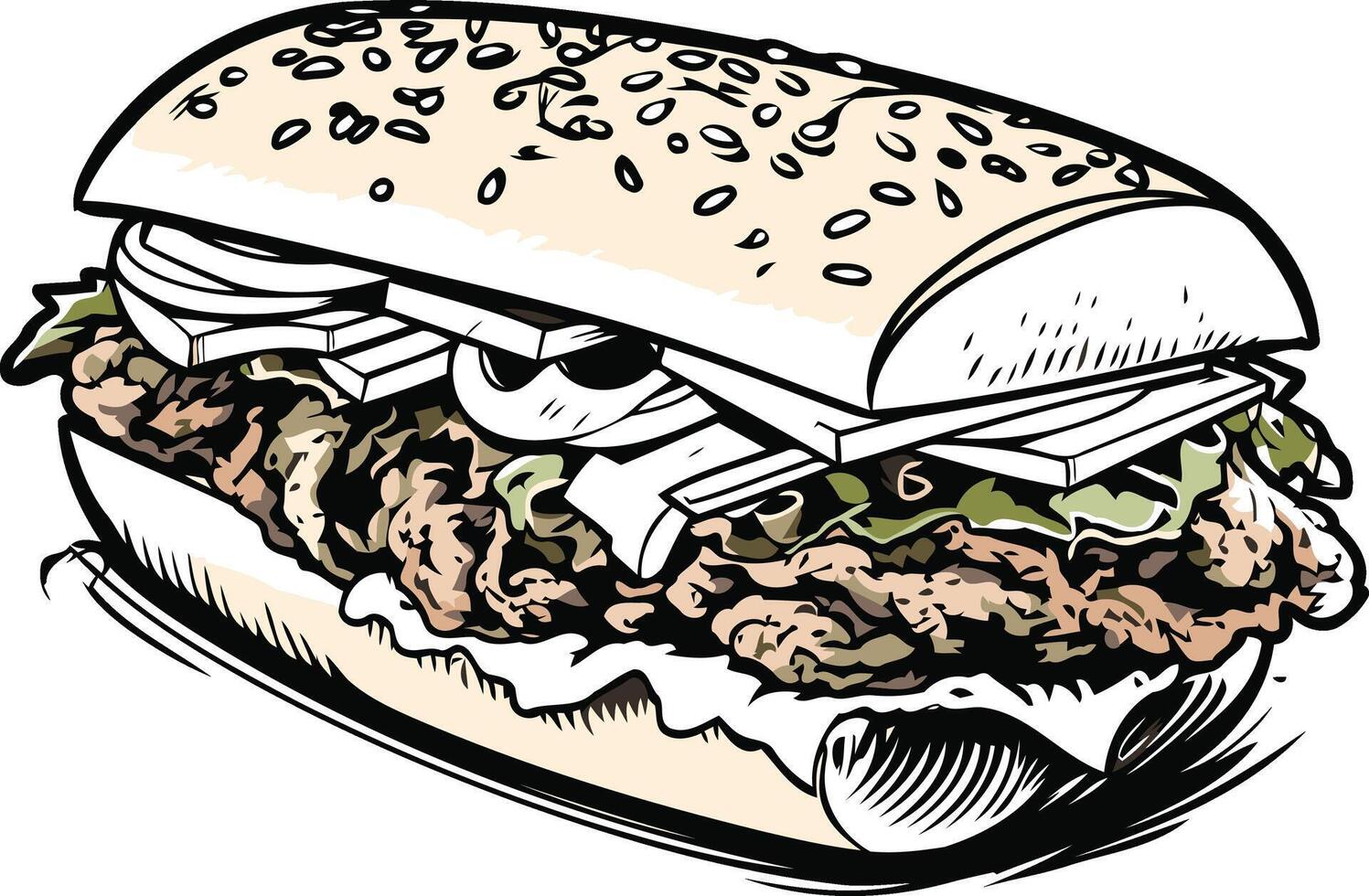 A Delicious and Savory Sub Sandwich vector
