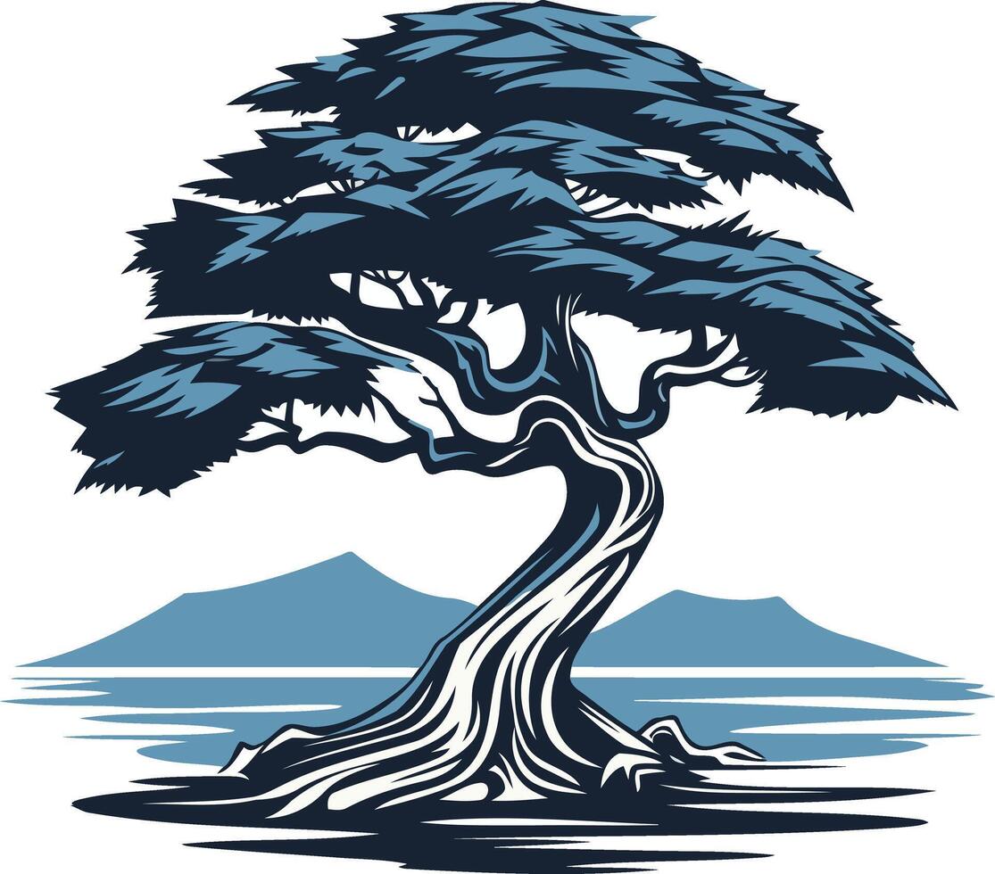 Bonsai Tree by the Water vector