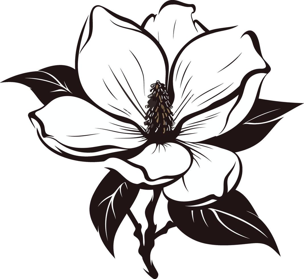 Black and White Magnolia Blossom vector