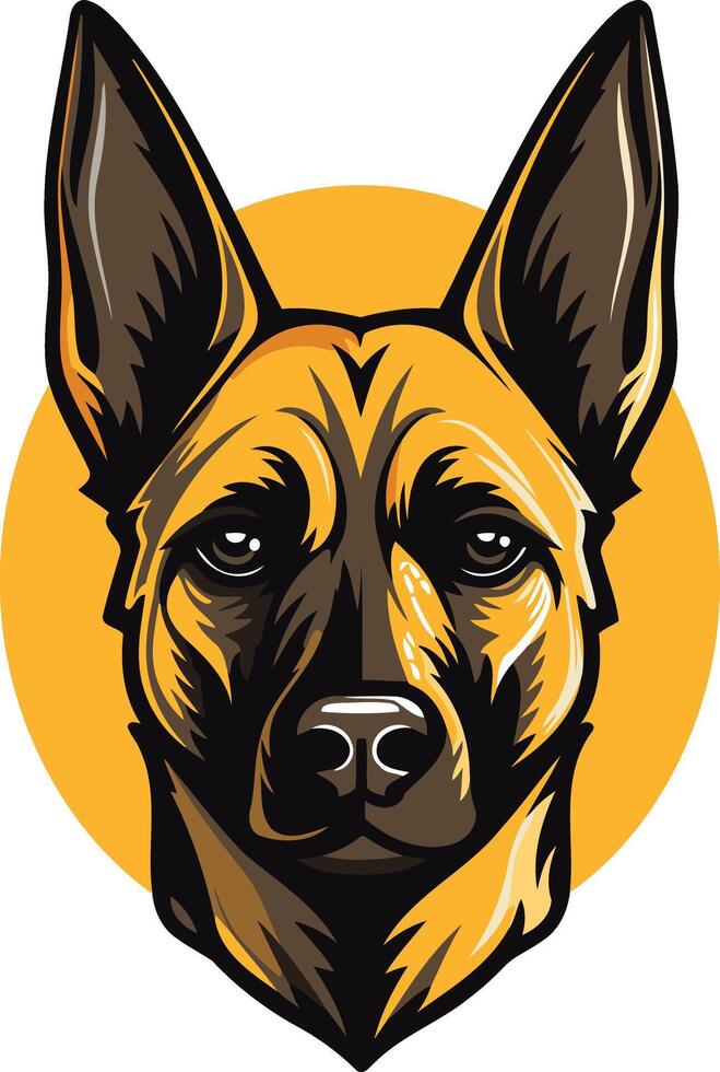 German Shepherd Portrait in Orange Circle vector