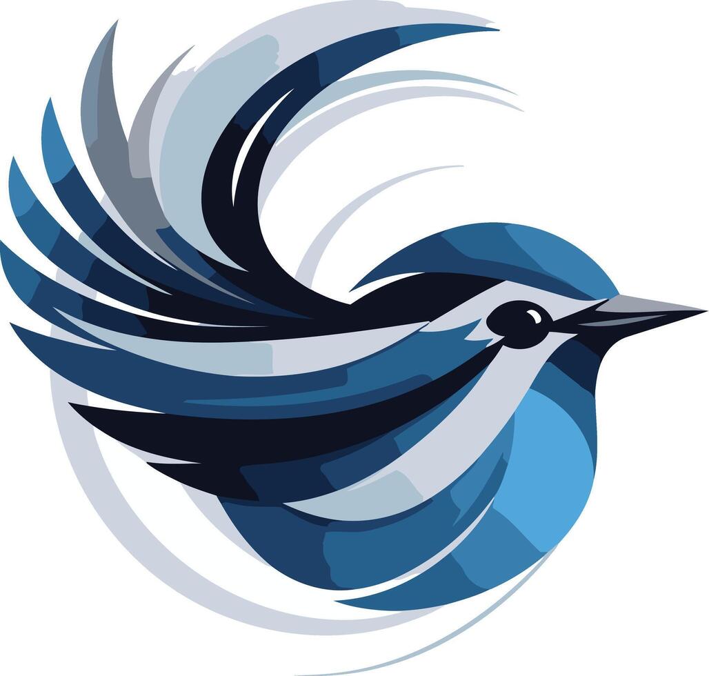 Abstract Blue Bird in Flight vector