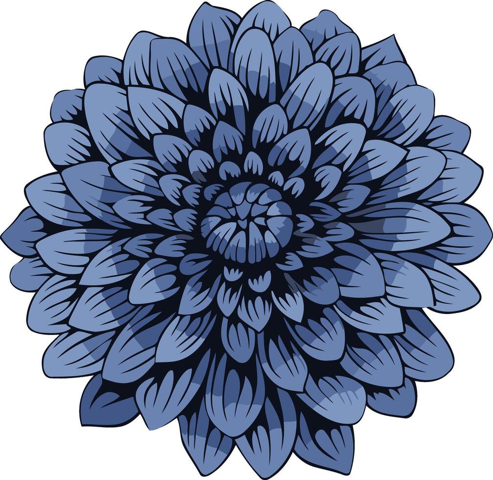 Blue Dahlia Flower Illustration vector