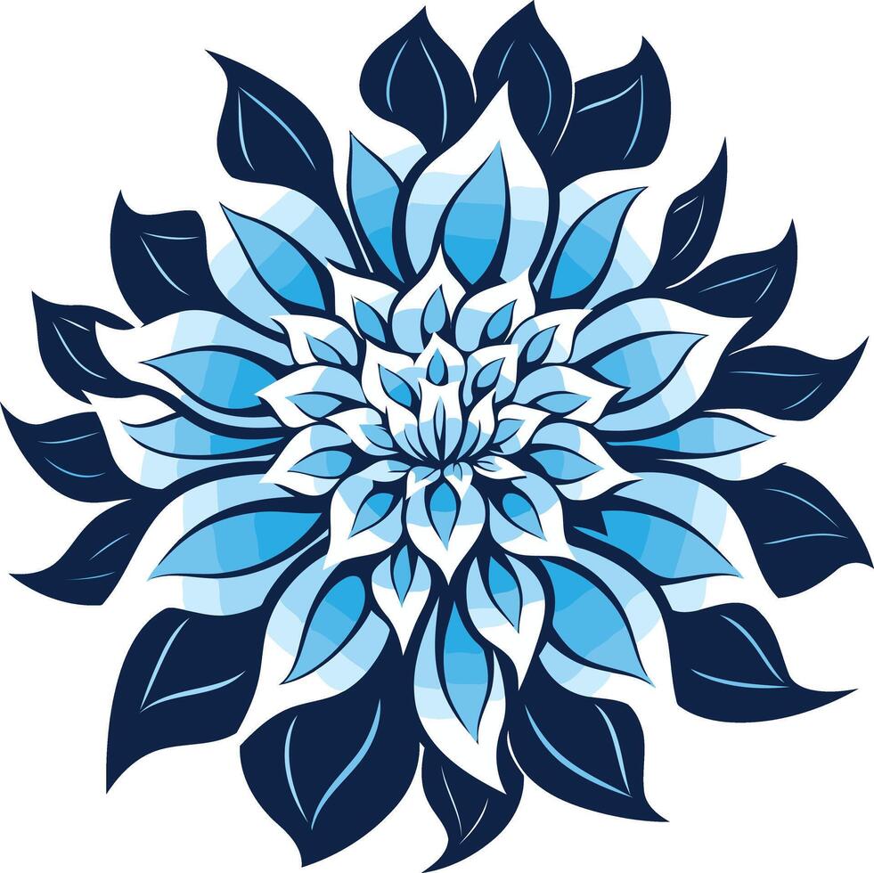 Stylized Blue Flower with Bold Outline vector