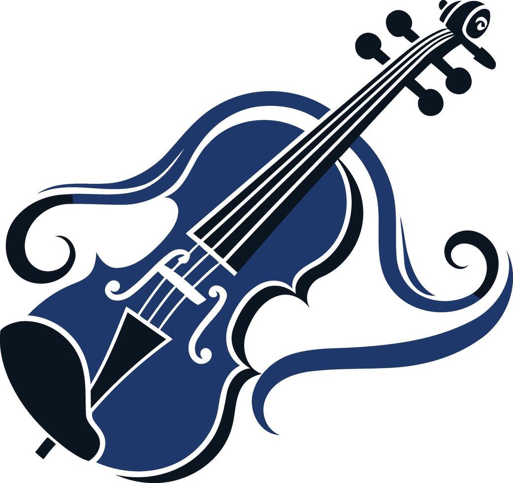Abstract Violin in Blue with Swirls vector