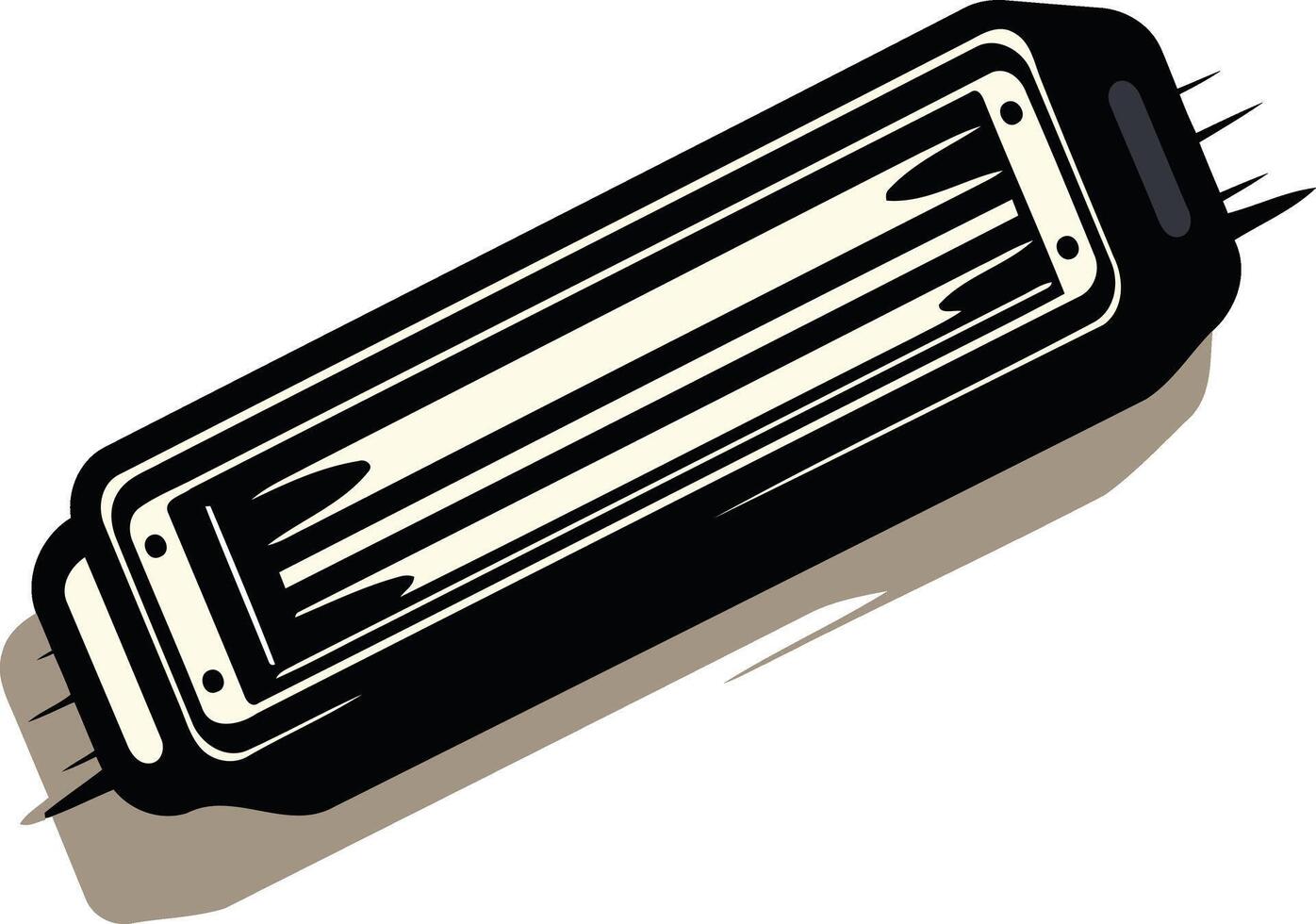 Black and White Harmonica Illustration vector