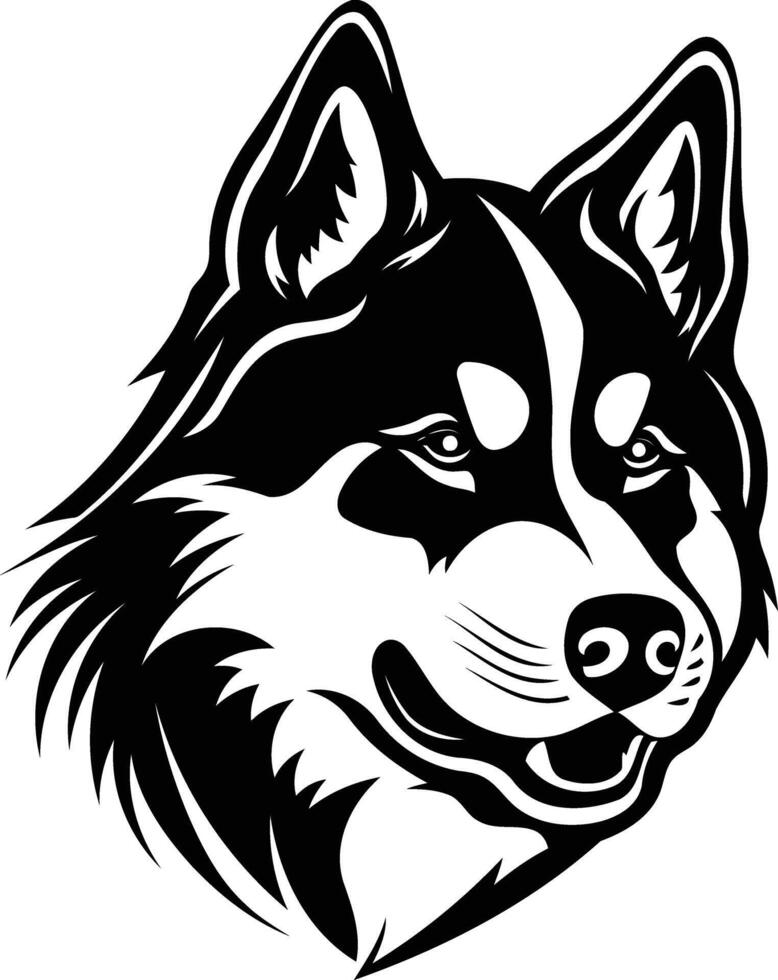 Black and white element illustration of a husky dog head, perfect for logo, mascot, or tattoo design vector