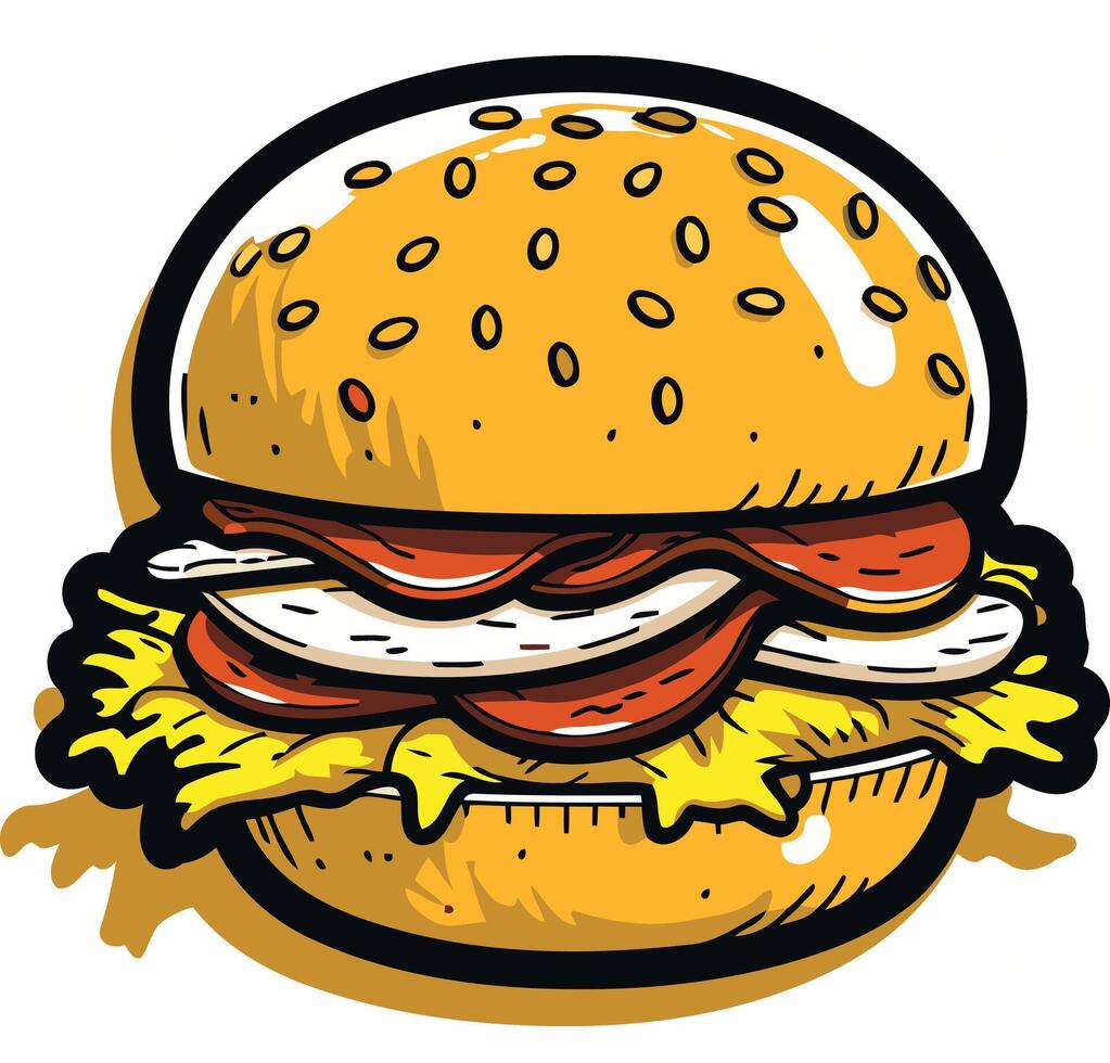 Cartoon Illustration of a Delicious Burger vector
