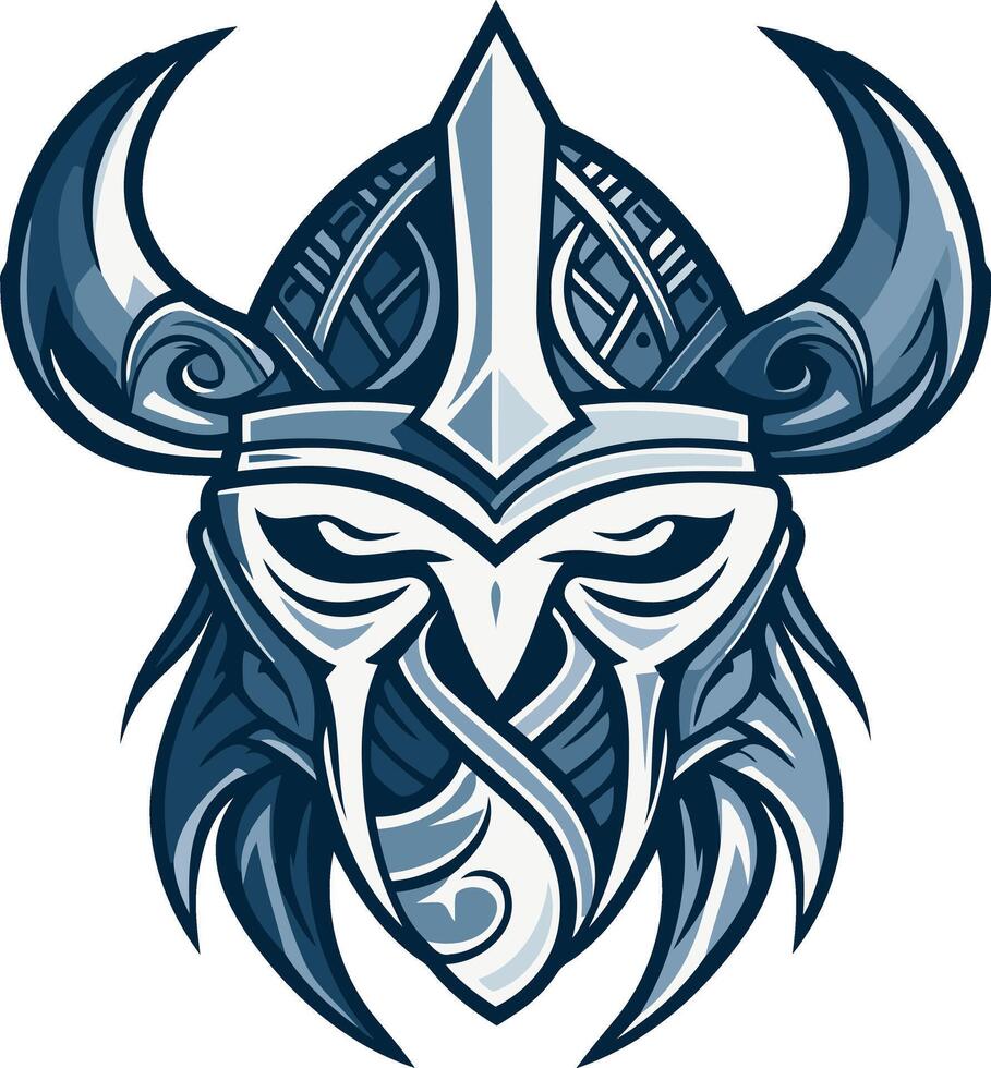 Viking Helmet Illustration with Detailed Ornamental Design vector