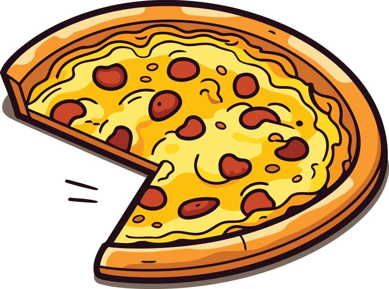 Delicious Pepperoni Pizza with One Slice Missing vector