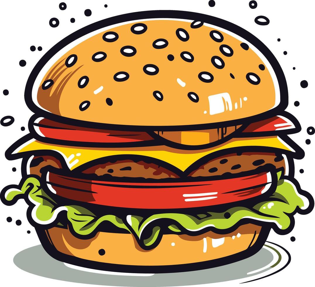 Cartoon Illustration of a Delicious Burger vector