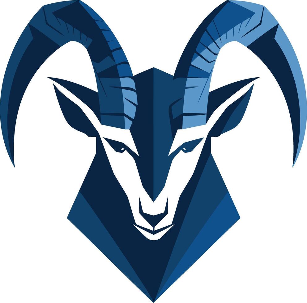 Geometric Blue Ram Head vector