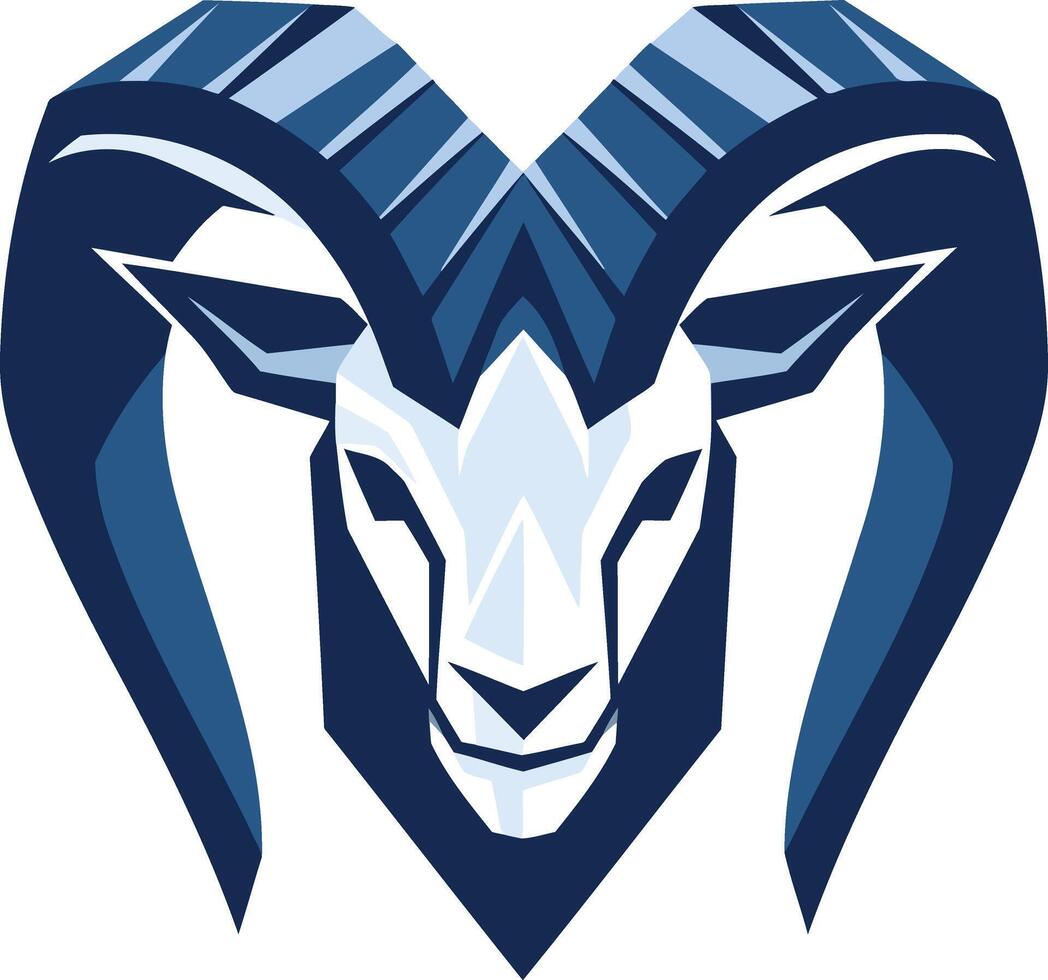 Geometric Ram Head in Blue and White vector