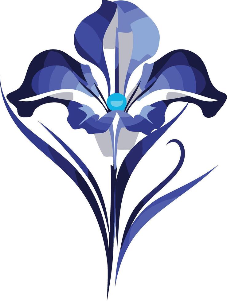 Blue Iris Flower Illustration vector