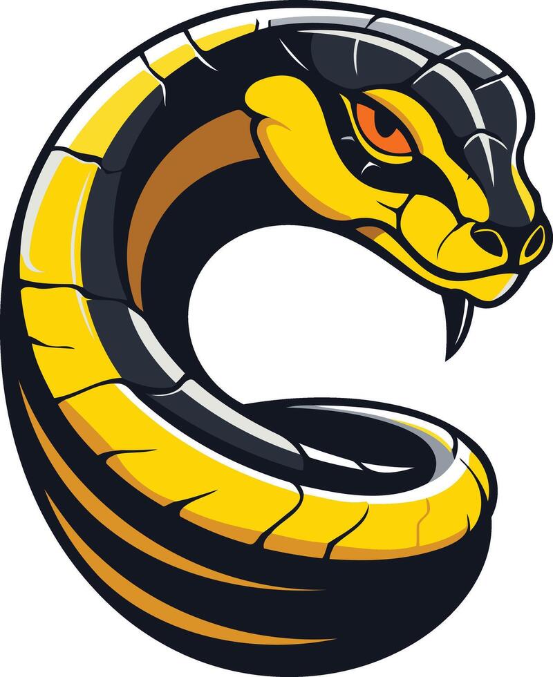 Yellow and Black Cobra Mascot Illustration vector